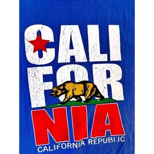 Unbranded California Republic Tank Top Mens Medium Blue Good Distressed Graphic
